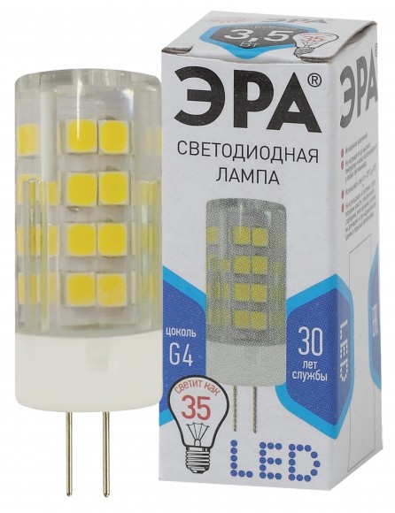 Б0027856 Лампочка светодиодная ЭРА STD LED JC-3,5W-220V-CER-840-G4 G4 3,5Вт керамика капсула нейтральный белый свет