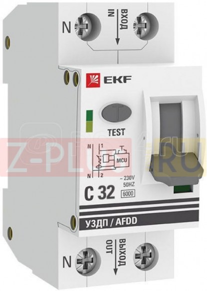 Устройство защиты от дугового пробоя 1P+N C 32А 6кА УЗДП PROxima EKF afdd-2-32C-pro