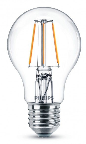 Лампочка светодиодная Philips LEDClassic А60 40Вт Е27 / E27 3000К филамент груша теплый белый свет