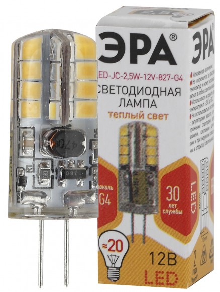 Б0033191 Лампочка светодиодная ЭРА STD LED JC-2,5W-12V-827-G4 G4 2,5Вт капсула теплый белый свет