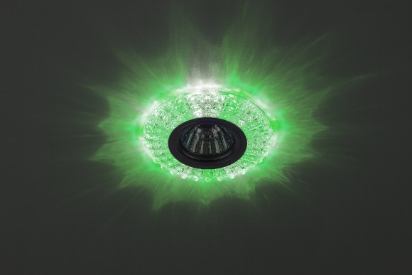 Б0019199 DK LD2 SL/GR+WH Светильник ЭРА декор cо светодиодной подсветкой (зеленый+белый), прозрачный (50/1400