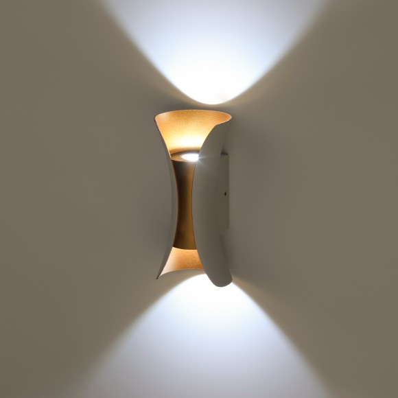 Б0054421 Декоративная подсветка ЭРА WL42 WH+GD светодиодная 10Вт 3500К белый/золото IP54 для интерьера, фасадов зданий
