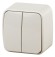 Б0036121 3-104-02 Intro Выключатель двойной, 10А-250В, IP20, ОУ, Polo, сл.кость (18/360/4320)