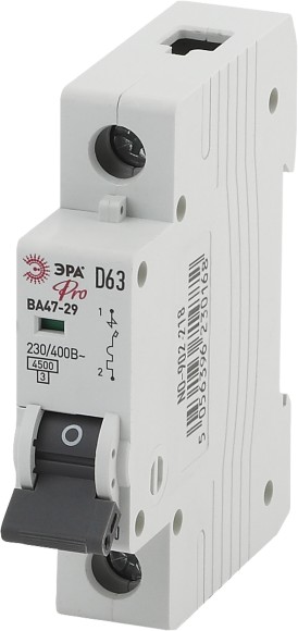 Б0048808 Автоматический выключатель ЭРА PRO NO-902-218 ВА47-29 1Р 63А кривая D 4,5кА
