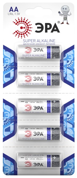 Б0014475 Батарейки ЭРА LR6-5BL Strip SUPER Alkaline (60/600/16800)
