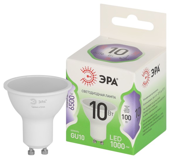 LED MR16-10W-865-GU10 GL Лампочка светодиодная ЭРА GREEN LINE LED MR16-10W-865-GU10 GL GU10 10 Вт софит холодный свет