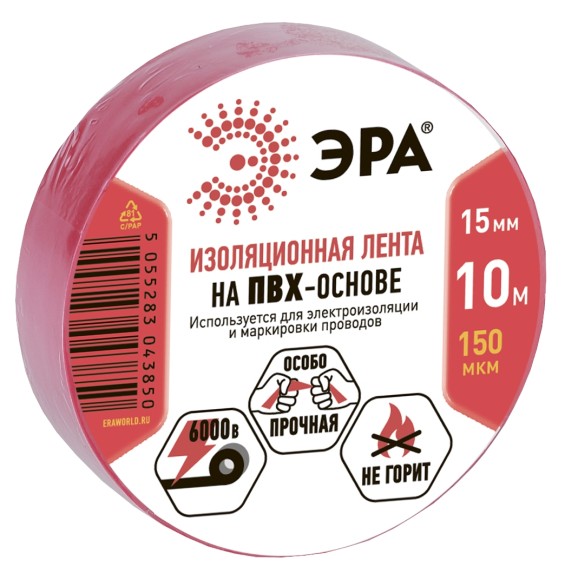 C0036556 Изолента ЭРА ET1510RED ПВХ 15мм х 10м красная