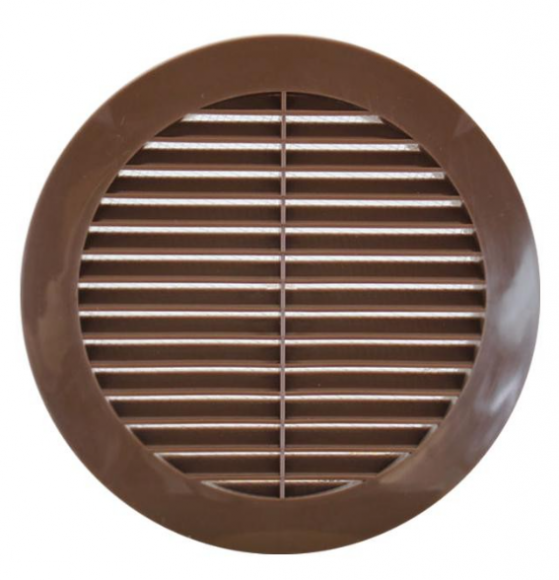 VR150B коричневая решетка вентиляционная круглая с фланцем 150 диаметр 165