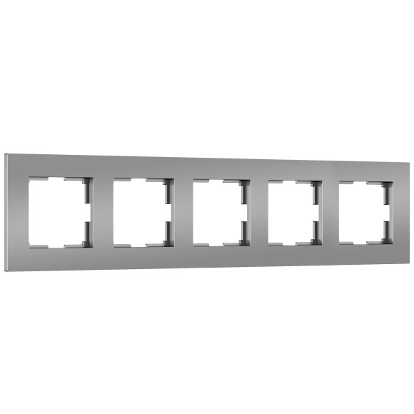 W0052965 Рамка на 5 постов Slab (серебро софт) W0052965
