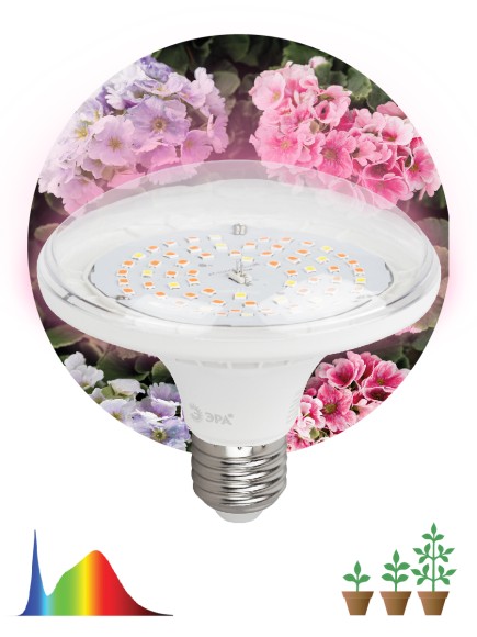 FITO-18W-Ra90-E27 Фитолампа для растений светодиодная ЭРА FITO-18W-Ra90-E27 полного спектра 18 Вт Е27