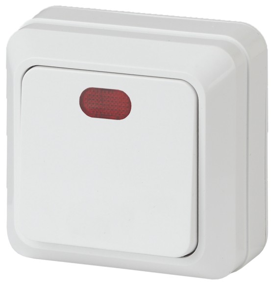 Б0027634 2-102-01 Intro Выключатель с подсветкой, 10А-250В, IP20, ОУ, Quadro, белый (10/200/3600)