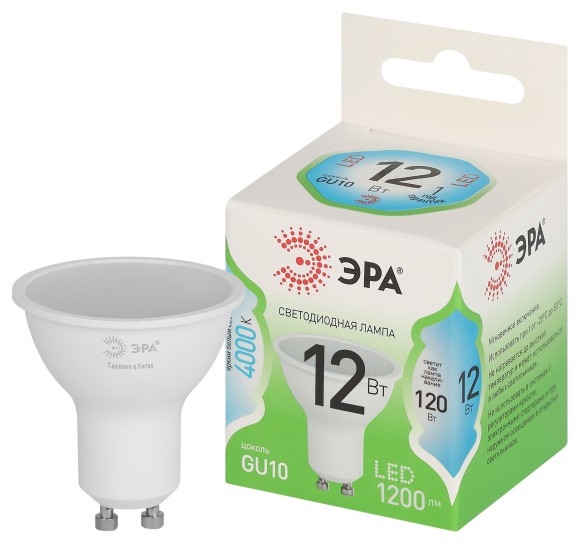 LED MR16-12W-840-GU10 GL Лампочка светодиодная ЭРА GREEN LINE LED MR16-12W-840-GU10 GL GU10 12 Вт софит яркий белый свет