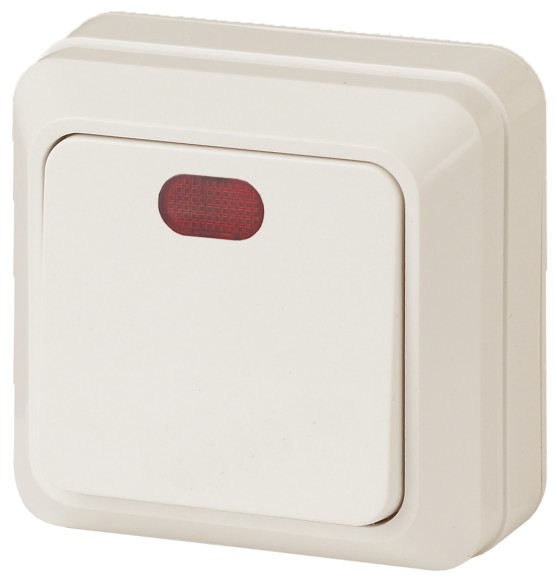 Б0027635 2-102-02 Intro Выключатель с подсветкой, 10А-250В, IP20, ОУ, Quadro, сл.кость (10/200/3600)