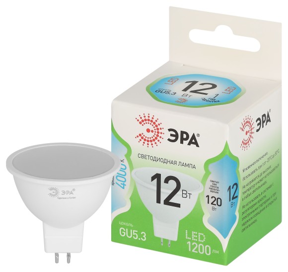 LED MR16-12W-840-GU5.3 GL Лампочка светодиодная ЭРА GREEN LINE LED MR16-12W-840-GU5.3 GL GU5.3 12 Вт софит яркий белый свет