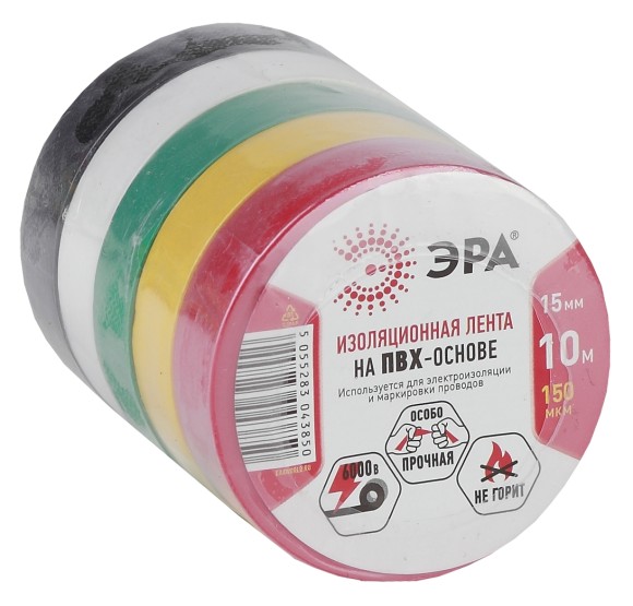 C0038781 Изолента ЭРА ET1510MIX ПВХ 15мм х 10м 5 цветов