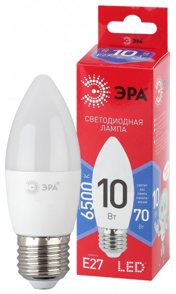Б0045338 Лампочка светодиодная ЭРА RED LINE LED B35-10W-865-E27 R E27 / Е27 10Вт свеча холодный дневной свет