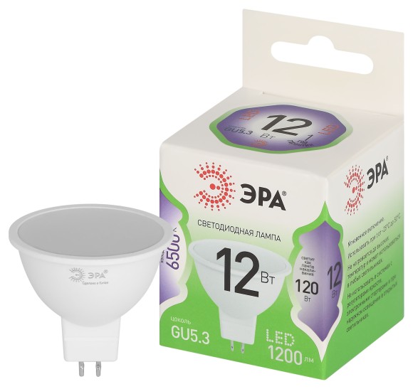 LED MR16-12W-865-GU5.3 GL Лампочка светодиодная ЭРА GREEN LINE LED MR16-12W-865-GU5.3 GL GU5.3 12 Вт софит холодный свет