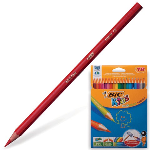Карандаши цветные пластиковые BIC (Франция) "Evolution", 18 цветов, заточенные, в картонной упаковке, 9375173