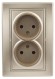 Б0053909 Розетка Intro Plano 1-204-04 без заземления двойная 2х2P, 16А-250В, IP20, СУ, Plano, шампань