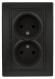 Б0053911 Розетка Intro Plano 1-204-05 без заземления двойная 2х2P, 16А-250В, IP20, СУ, антрацит