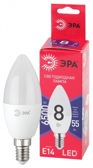 Б0045341 Лампочка светодиодная ЭРА RED LINE LED B35-8W-865-E14 R Е14 / E14 8 Вт свеча холодный дневной свет