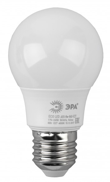 Б0052382 Лампочка светодиодная ЭРА RED LINE LED A55-8W-840-E27 R Е27 / E27 8Вт груша нейтральный белый свет