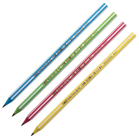 Карандаш чернографитный BIC, 1 шт., "Evolution", HB, без резинки, пластиковый, корпус ассорти, заточенный, 918487