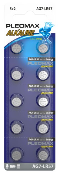 Б0061005 Батарейки Pleomax AG7 (399) LR926, LR57 Button Cell (100/1000/98000)