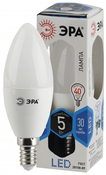 Лампочка светодиодная ЭРА STD LED B35-5W-840-E14 E14 / Е14 5Вт свеча нейтральный белый свет