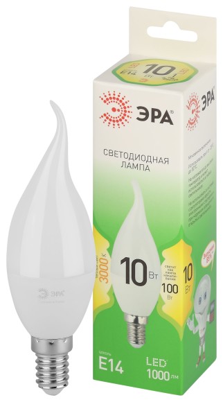 LED BXS-10W-830-E14 GL Лампочка светодиодная ЭРА GREEN LINE LED BXS-10W-830-E14 GL E14 10 Вт свеча на ветру теплый свет
