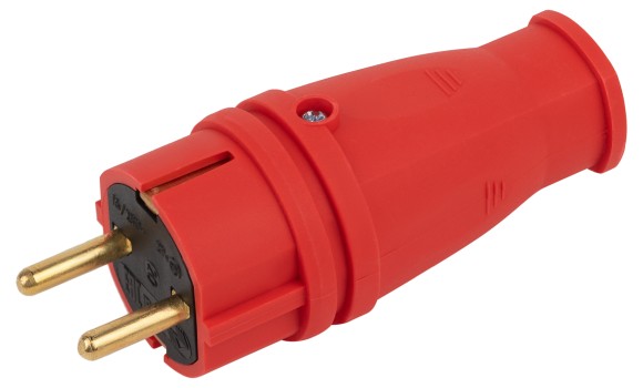 Б0055415 Вилка ЭРА VX10-R-IP44 каучуковая c заземлением 16А IP44 прямая красная