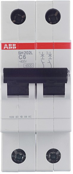 Автоматический выключатель ABB SH202L 2P C6 4,5kA