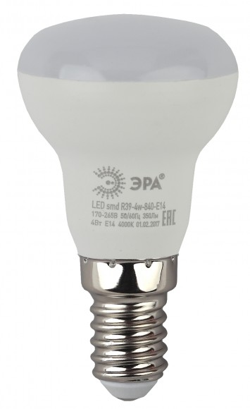 Лампочка светодиодная ЭРА STD LED R39-4W-840-E14 Е14 / Е14 4Вт рефлектор нейтральный белый свeт