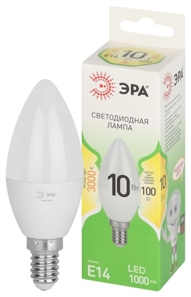 LED B35-10W-830-E14 GL Лампочка светодиодная ЭРА GREEN LINE LED B35-10W-830-E14 GL E14 10 Вт свеча теплый свет