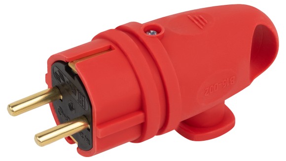 Б0055417 Вилка ЭРА VX11-R-IP44 каучуковая c заземлением 16А IP44 с кольцом угловая красная