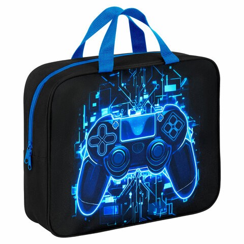Папка на молнии с ручками BRAUBERG KIDS А4, 1 отделение, полиэстер, 80 мм, "Digital gamepad", 273316
