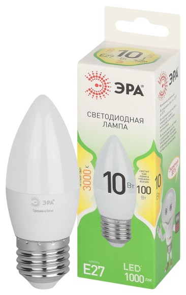 LED B35-10W-830-E27 GL Лампочка светодиодная ЭРА GREEN LINE LED B35-10W-830-E27 GL E27 10 Вт свеча теплый свет