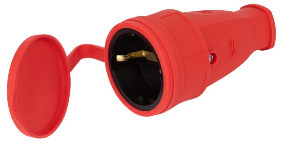 Б0055419 Розетка ЭРА RX10-R-IP44 каучуковая c заземлением 16А IP44 прямая красная
