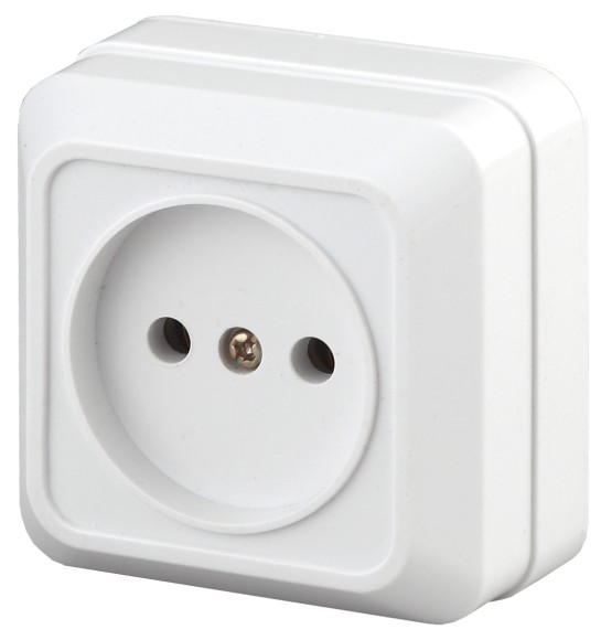 Б0027646 2-201-01 Intro Розетка 2P, 16А-250В, IP20, ОУ, Quadro, белый (10/200/3600)