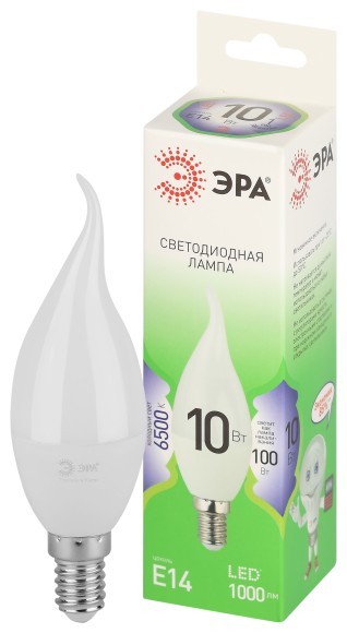 LED BXS-10W-865-E14 GL Лампочка светодиодная ЭРА GREEN LINE LED BXS-10W-865-E14 GL E14 10 Вт свеча на ветру холодный свет
