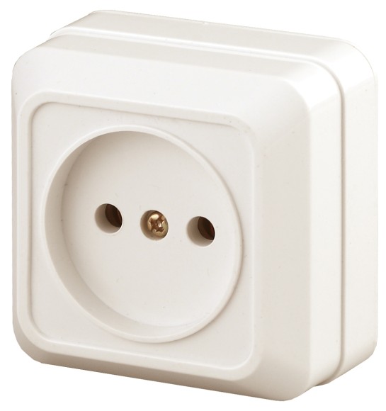 Б0027647 2-201-02 Intro Розетка 2P, 16А-250В, IP20, ОУ, Quadro, сл.кость (10/200/3600)