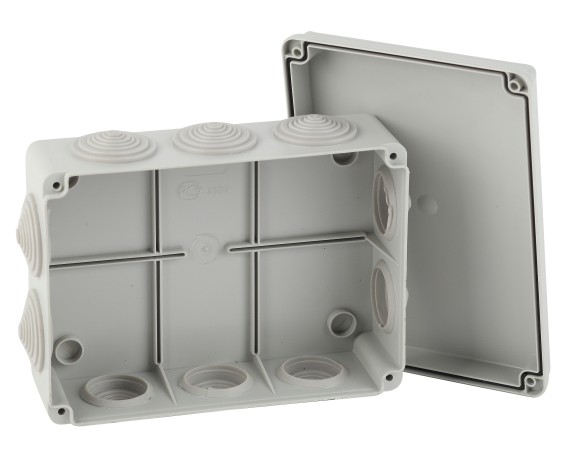 Б0047266 Распаячная коробка ЭРА KORv-190-140-70-10g открытой установки серая 190х140х70мм на винтах 10 гермовводов IP55