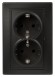 Б0053919 Розетка Intro Plano 1-205-05 с заземлением двойная 2X2P+E Schuko, 16А-250В, IP20, СУ, антрацит