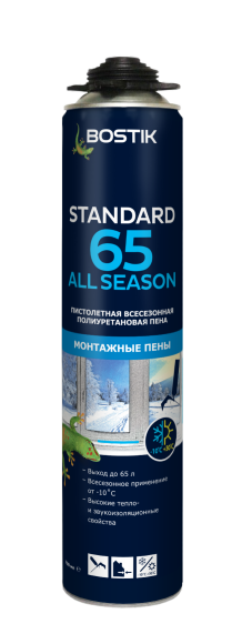 10221 Пена монтажная Bostik 10221 Standard 65 All SEASON пистолетная полиуретановая всесезонная 750 мл.