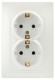 Б0053920 Розетка Intro Plano 1-205-06 с заземлением двойная 2X2P+E Schuko, 16А-250В, IP20, СУ, перламутр