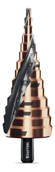 KRAFTOOL COBALT 4-39мм, 14 ступеней, азотирование, винтовая спираль, сверло ступенчатое(29691-4-39-14)