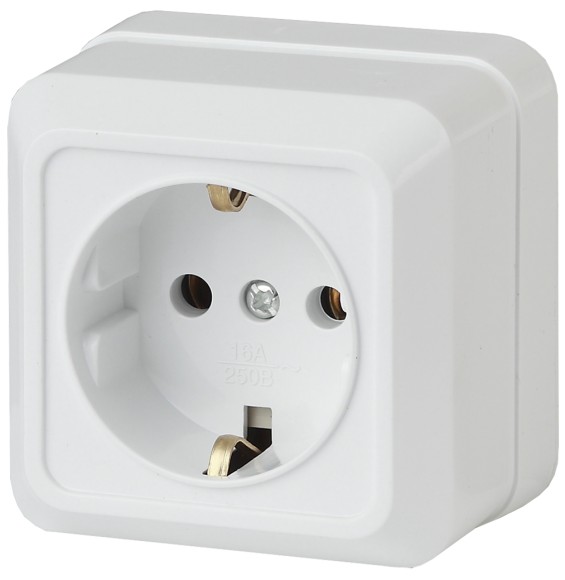 Б0027649 2-202-01 Intro Розетка 2P+E Schuko, 16А-250В, IP20, ОУ, Quadro, белый (10/200/3000)