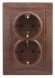 Б0053921 Розетка Intro Plano 1-205-10 с заземлением двойная 2X2P+E Schuko, 16А-250В, IP20, СУ, венге