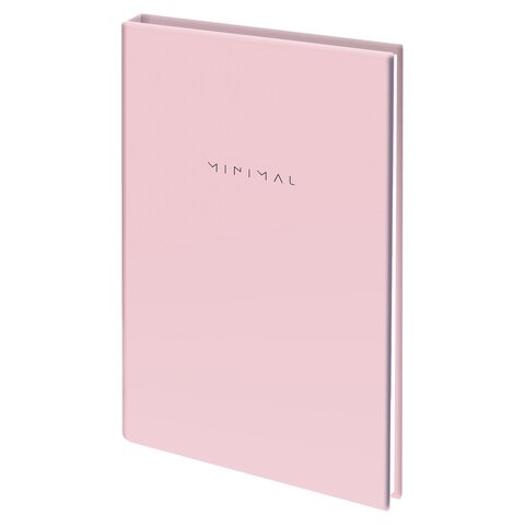 Блокнот А5 134х206 мм, 80 л., твёрдый, клетка, BRAUBERG "Minimal", розовый, 116441