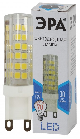 Лампочка светодиодная ЭРА STD LED JCD-7W-CER-840-G9 G9 7Вт керамика капсула нейтральный белый свет
